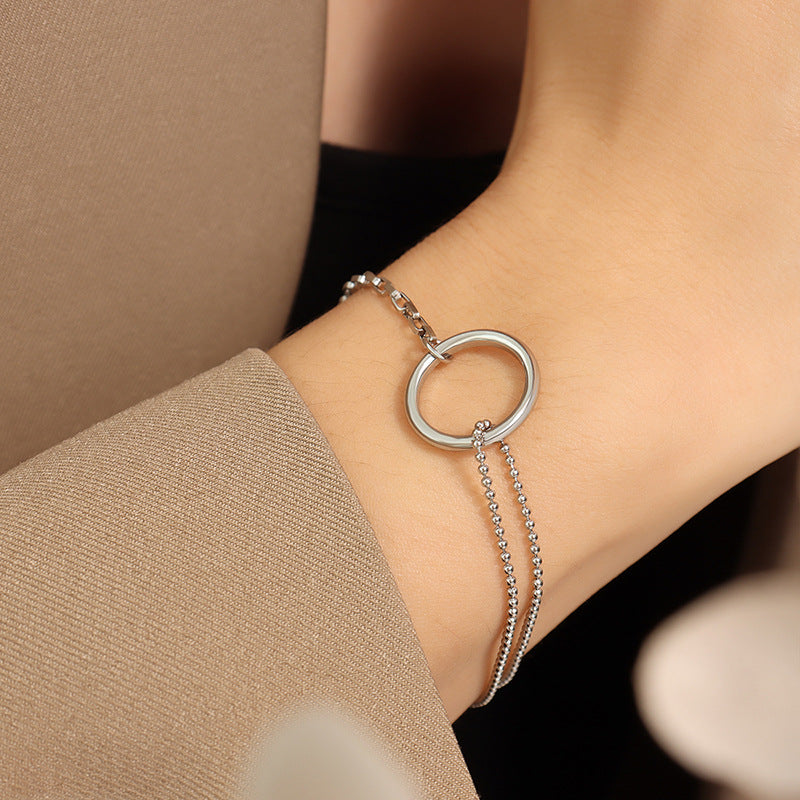 Titanium steel bracelet showcasing its cool and simple style.