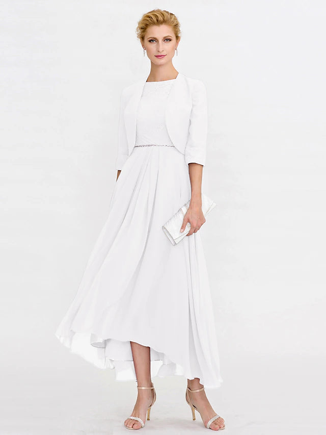 Back view of the formal A-line gown.