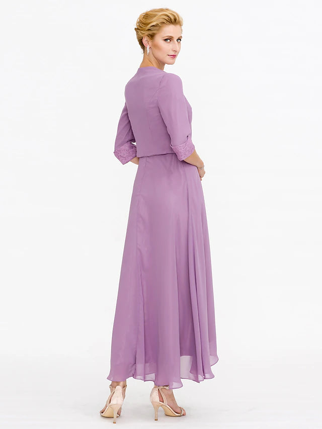 Mother of the Bride dress with delicate lace details.