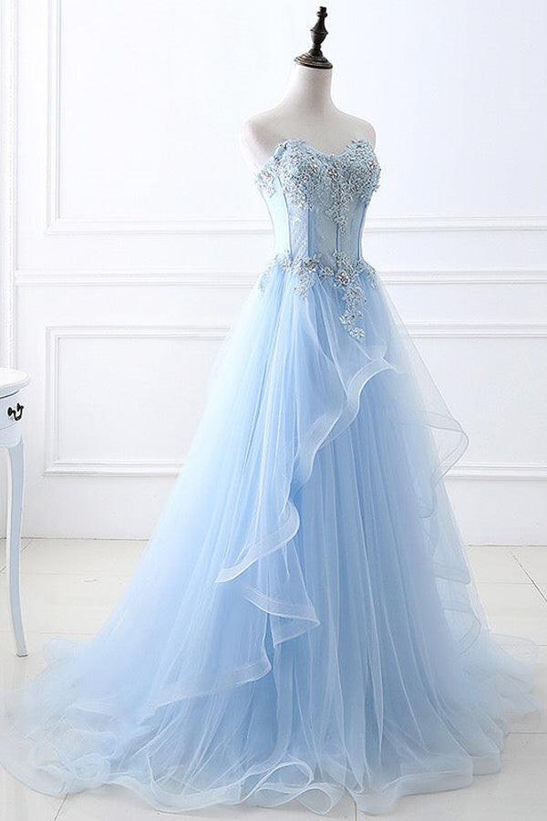 A-line Sweetheart Floor length Prom Dresses