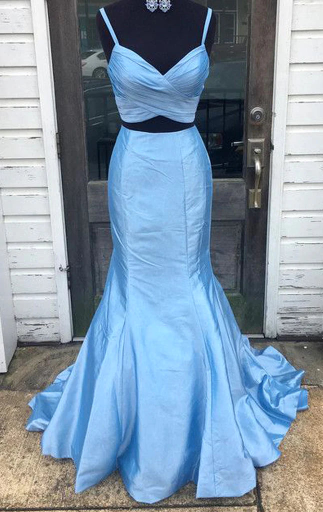 Mermaid Two Piece V Neck Long Prom Dress