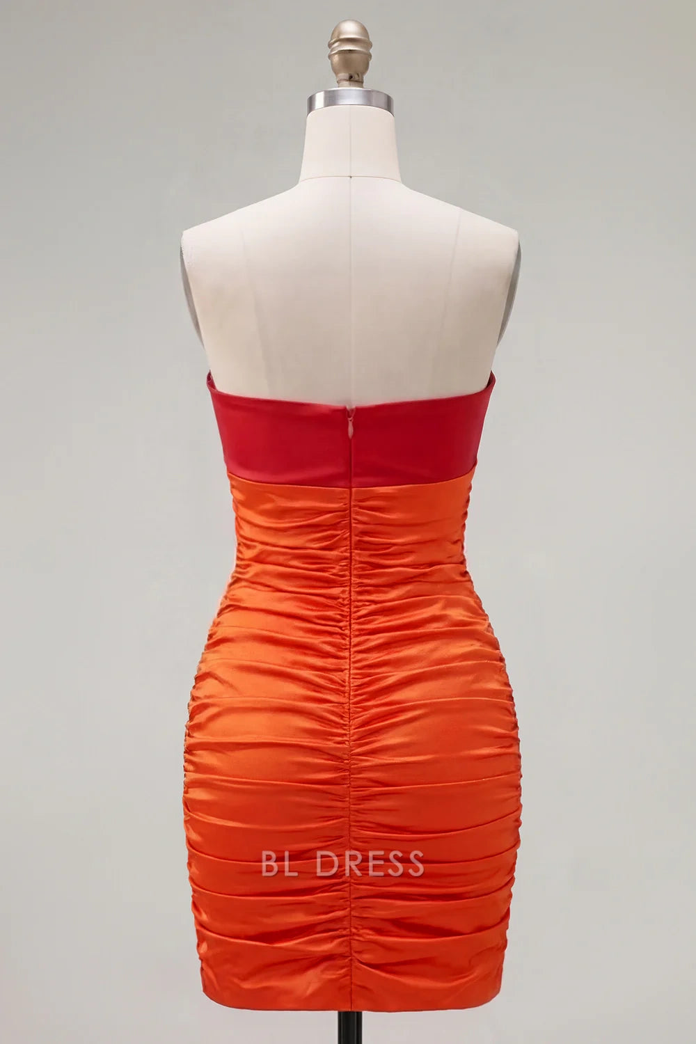 Vibrant Bodycon Strapless Sleeveless Ruched Two-Tone Short Homecoming Dresses Women