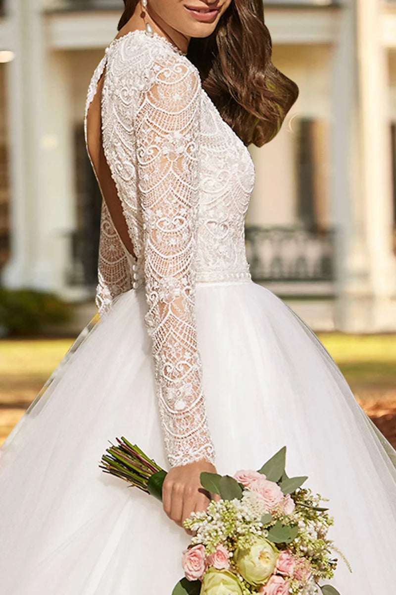 Classic retro wedding dress from the 1950s era.