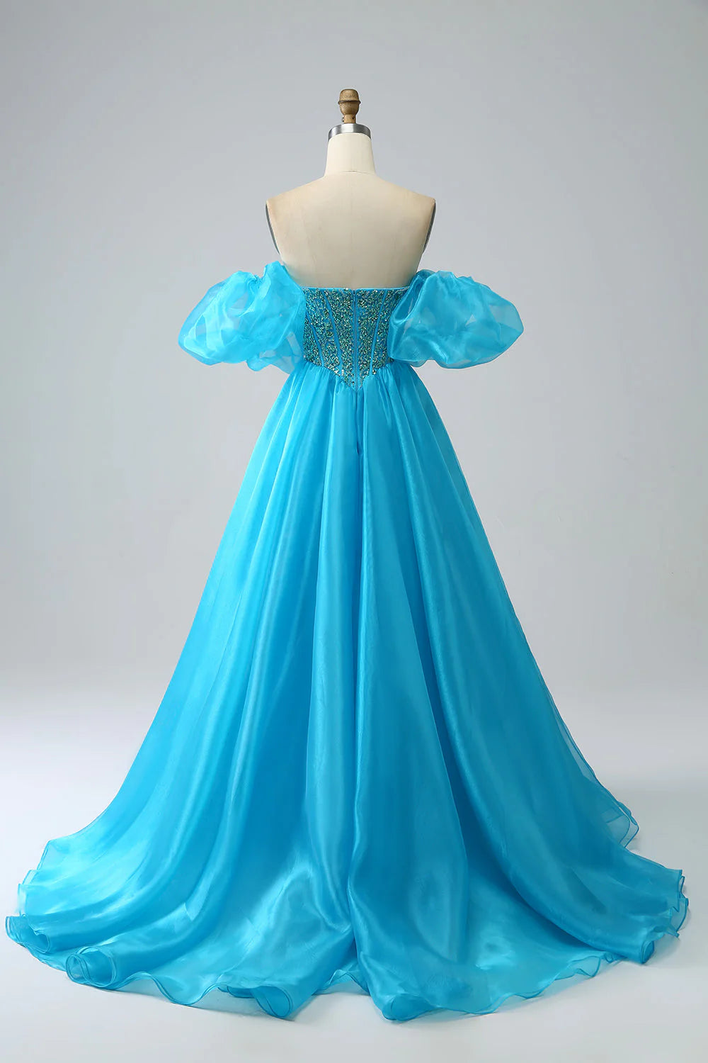 Corset Prom Dress with Detachable Sleeves