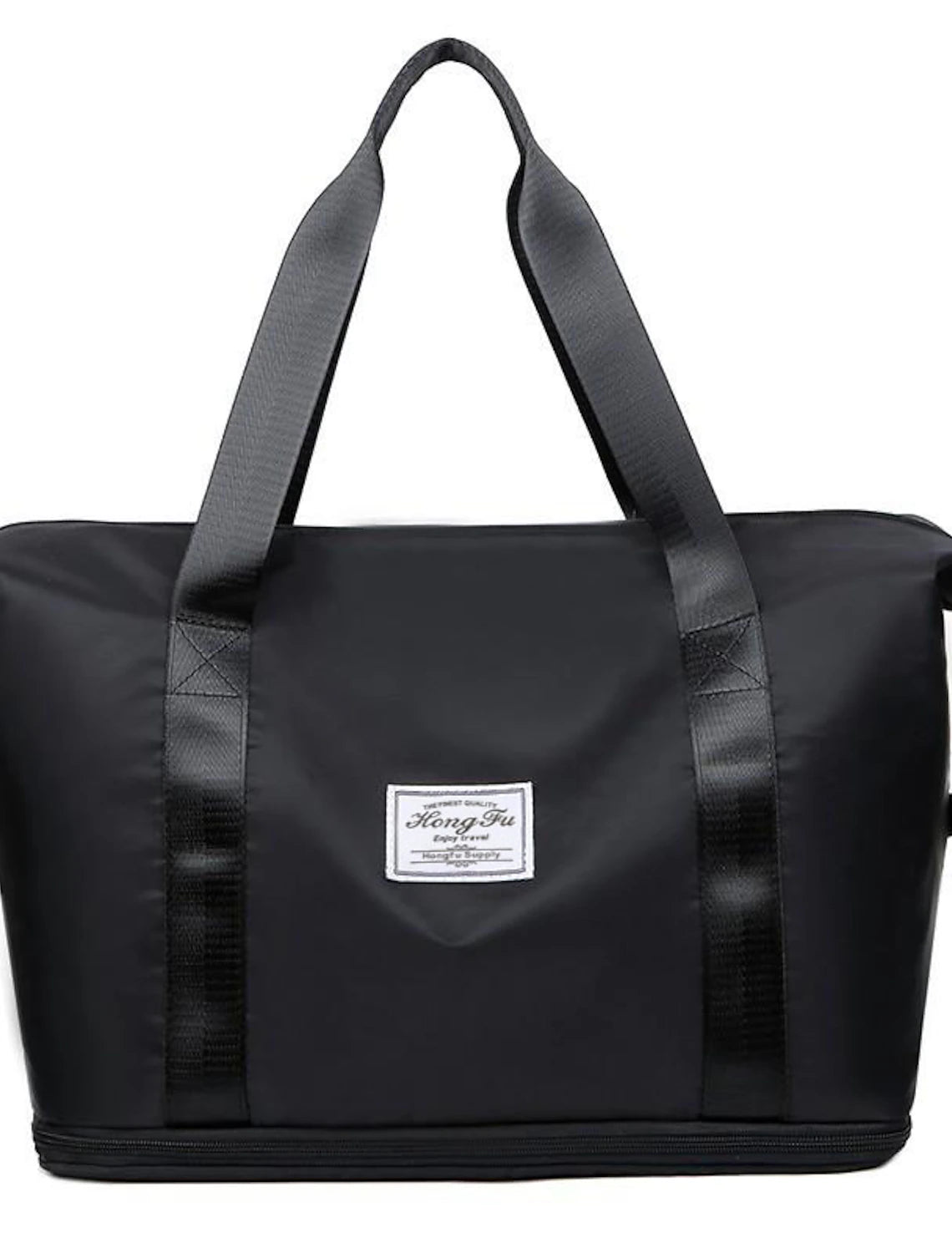 Pink waterproof folding travel duffle bag, open and ready for packing.