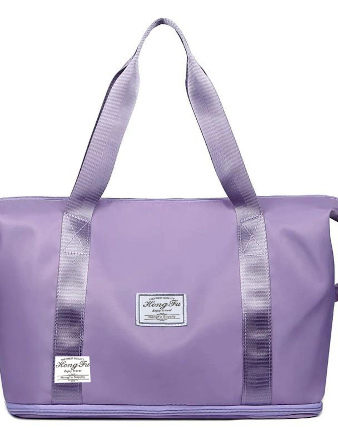 Black large capacity travel duffle bag with a luggage sleeve.