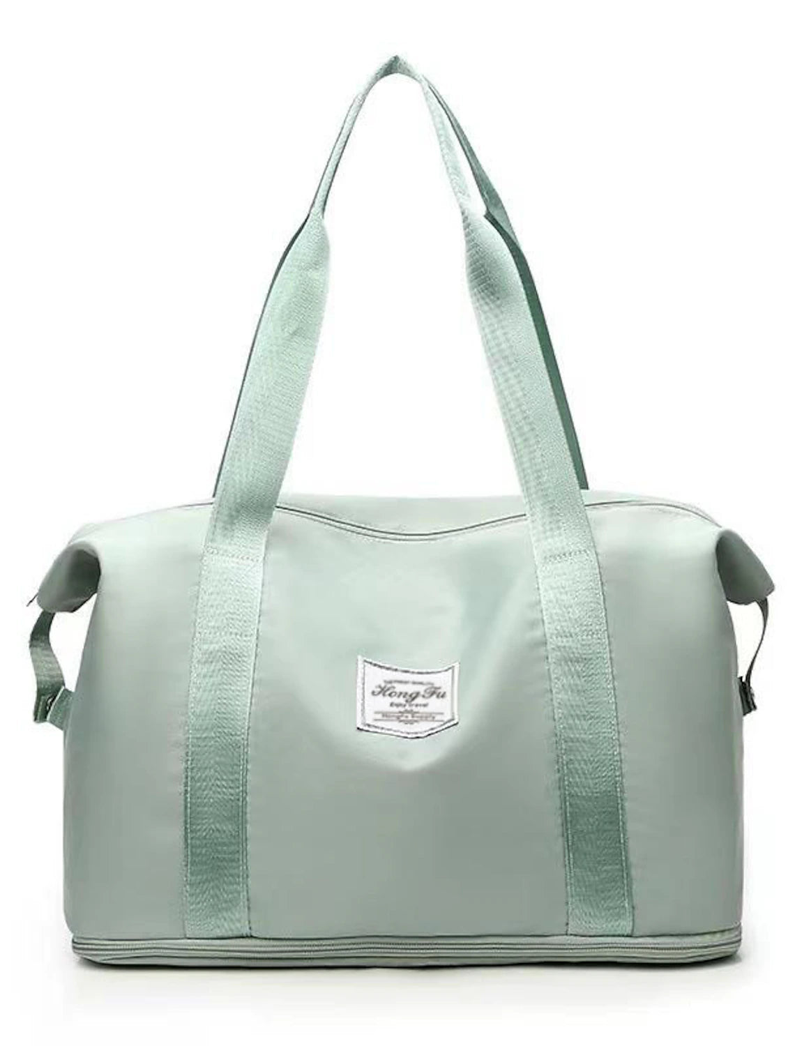 Grey waterproof duffle bag, ideal for gym or weekend trips.