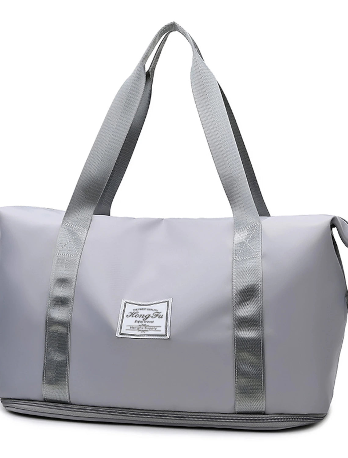 Pink folding travel bag, compact and easy to store.