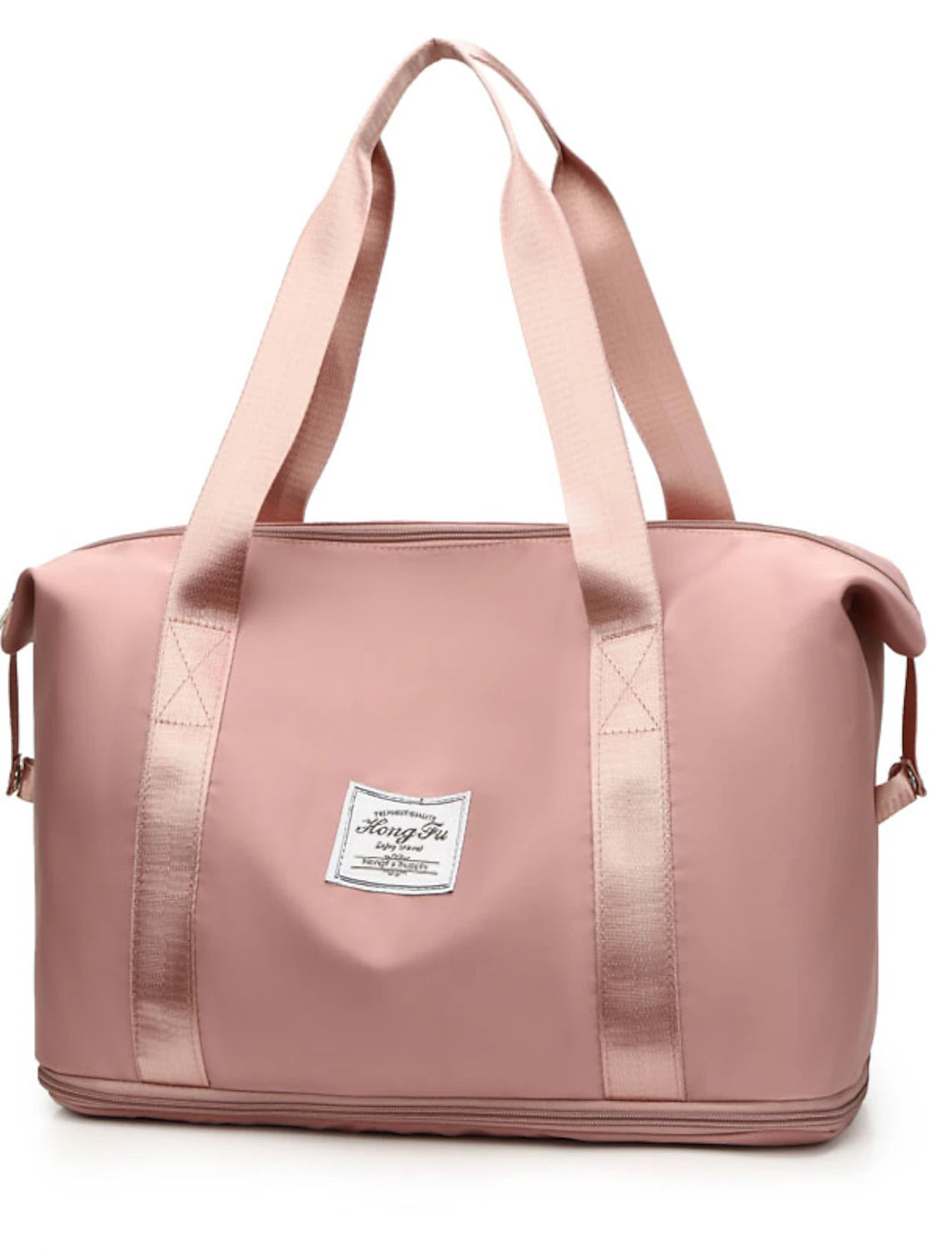 Black large travel duffle bag, showcasing its spacious main compartment.