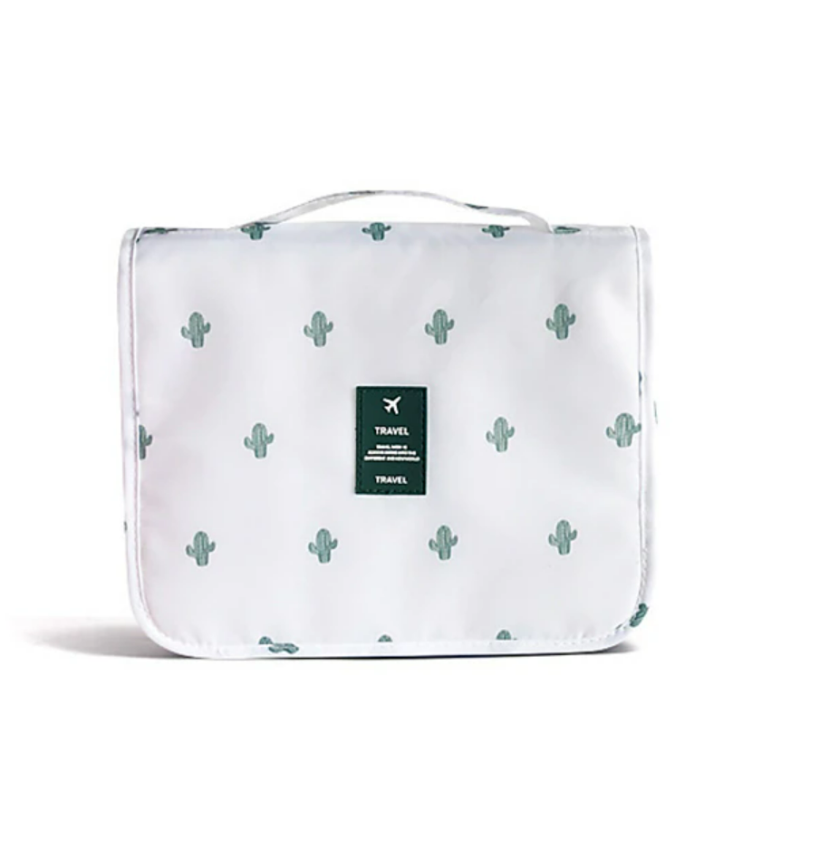 Compact travel storage bag, folded for portability.