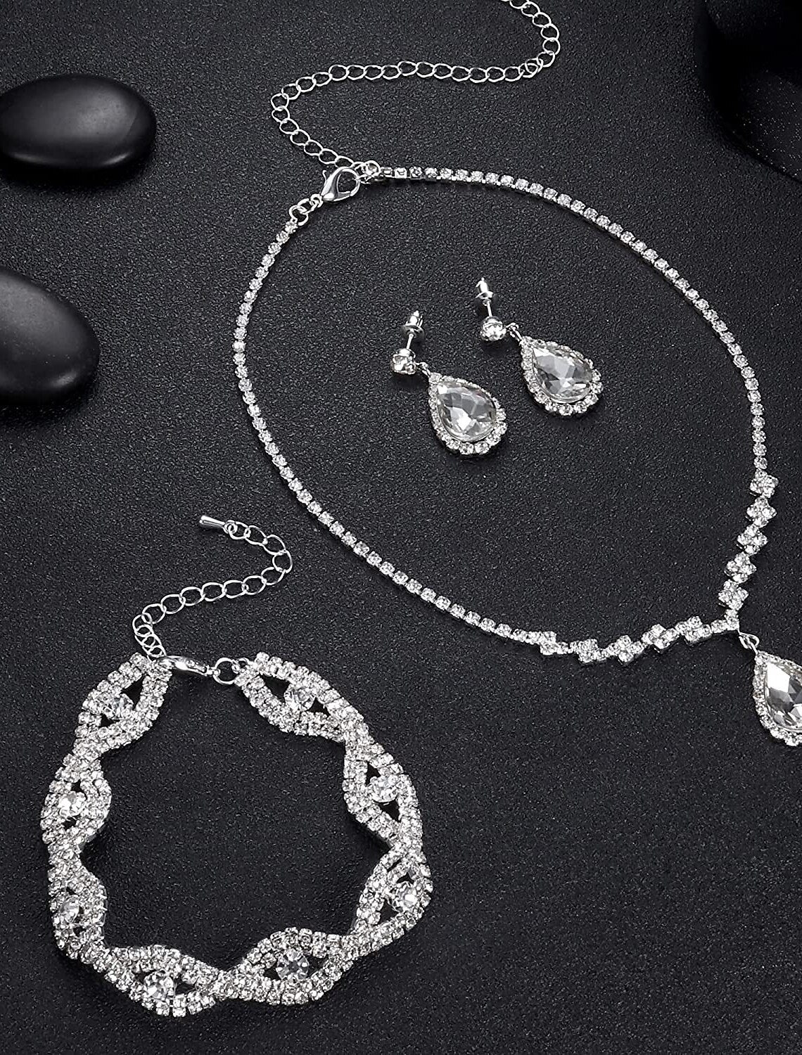 Stylish alloy water drop earrings with matching design.