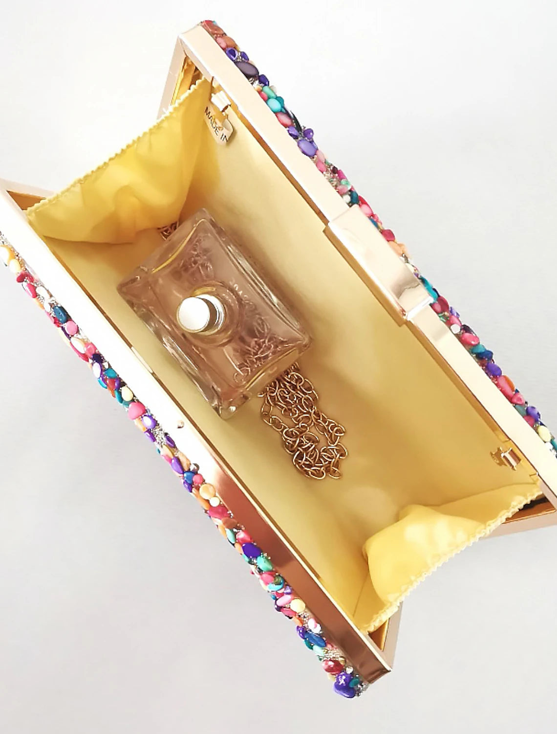 Back view of the polyester evening clutch bag.