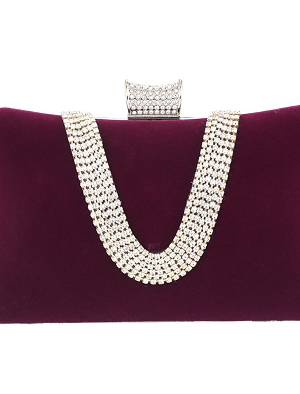 Back view of the women's diamond suede evening clutch.
