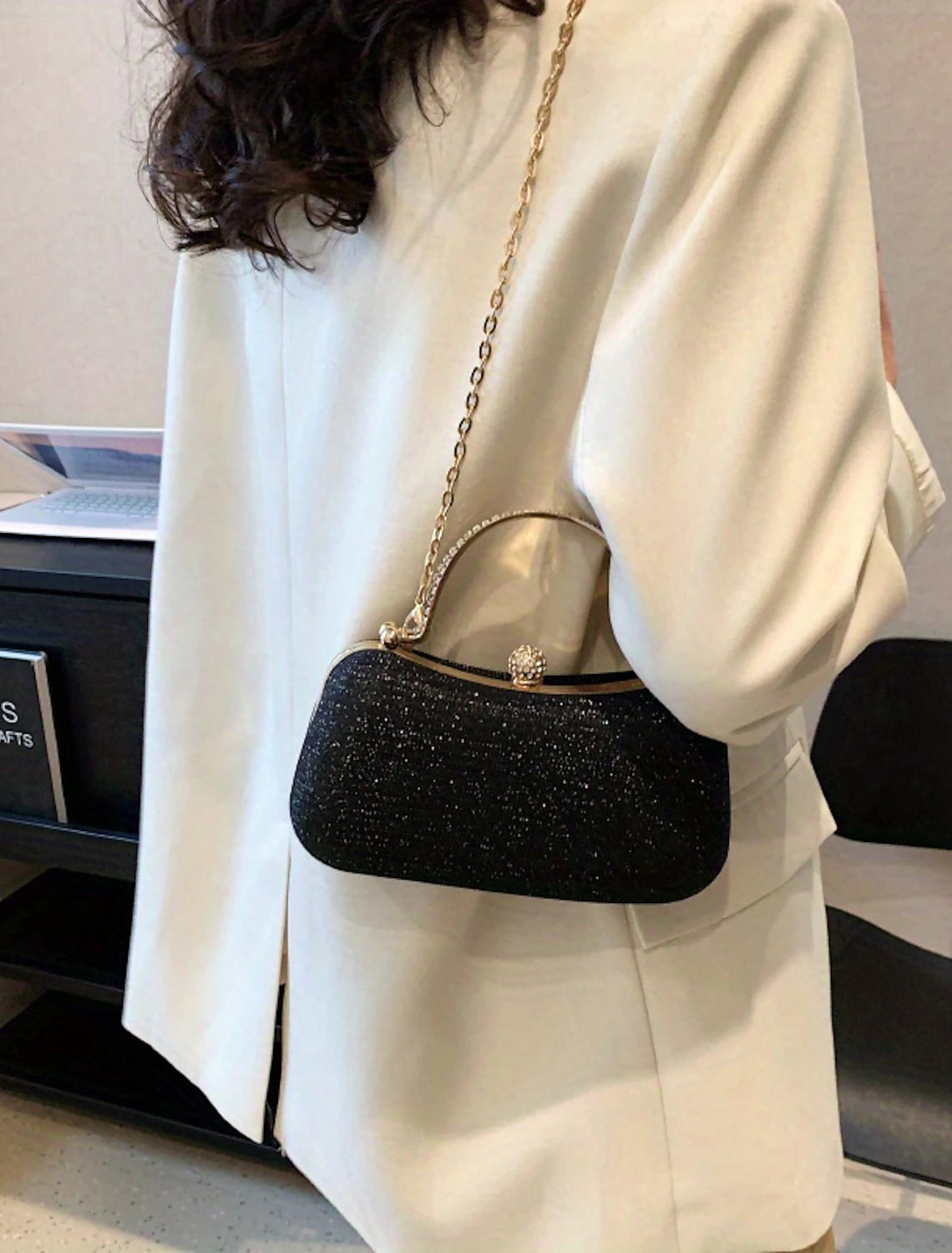 Back view of the women's evening clutch bag.