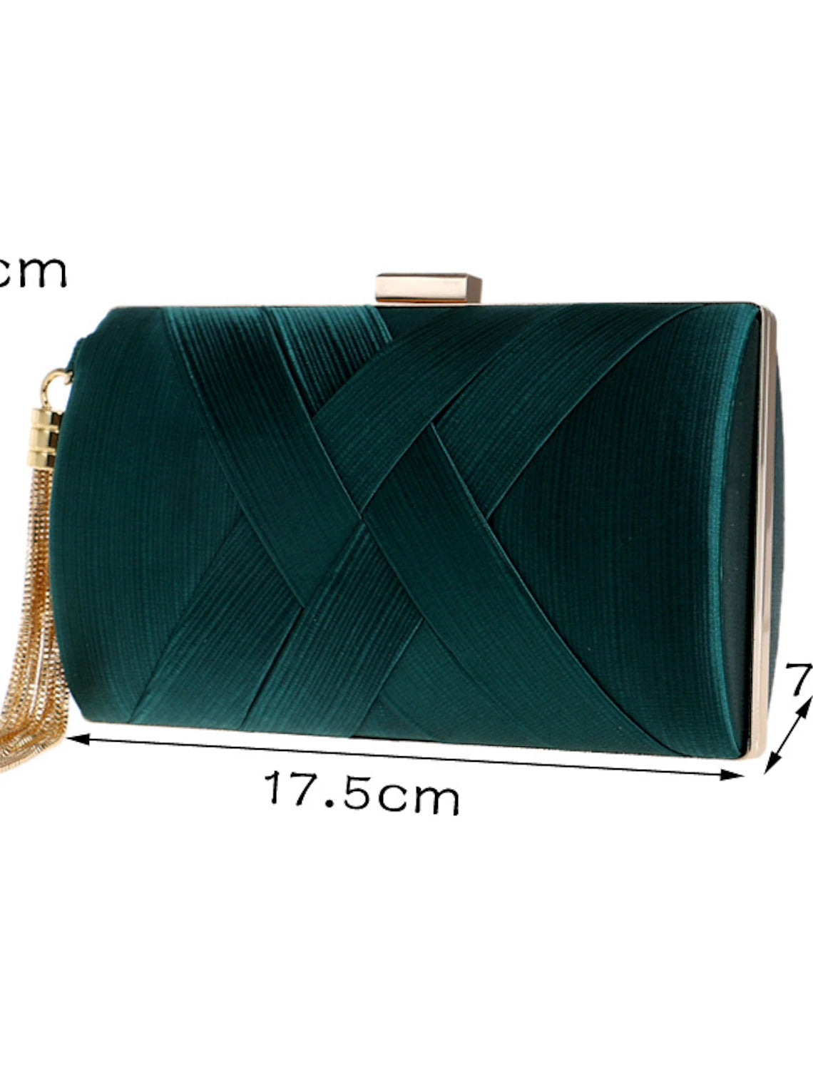Women's PU leather evening clutch bag held open, revealing its interior.