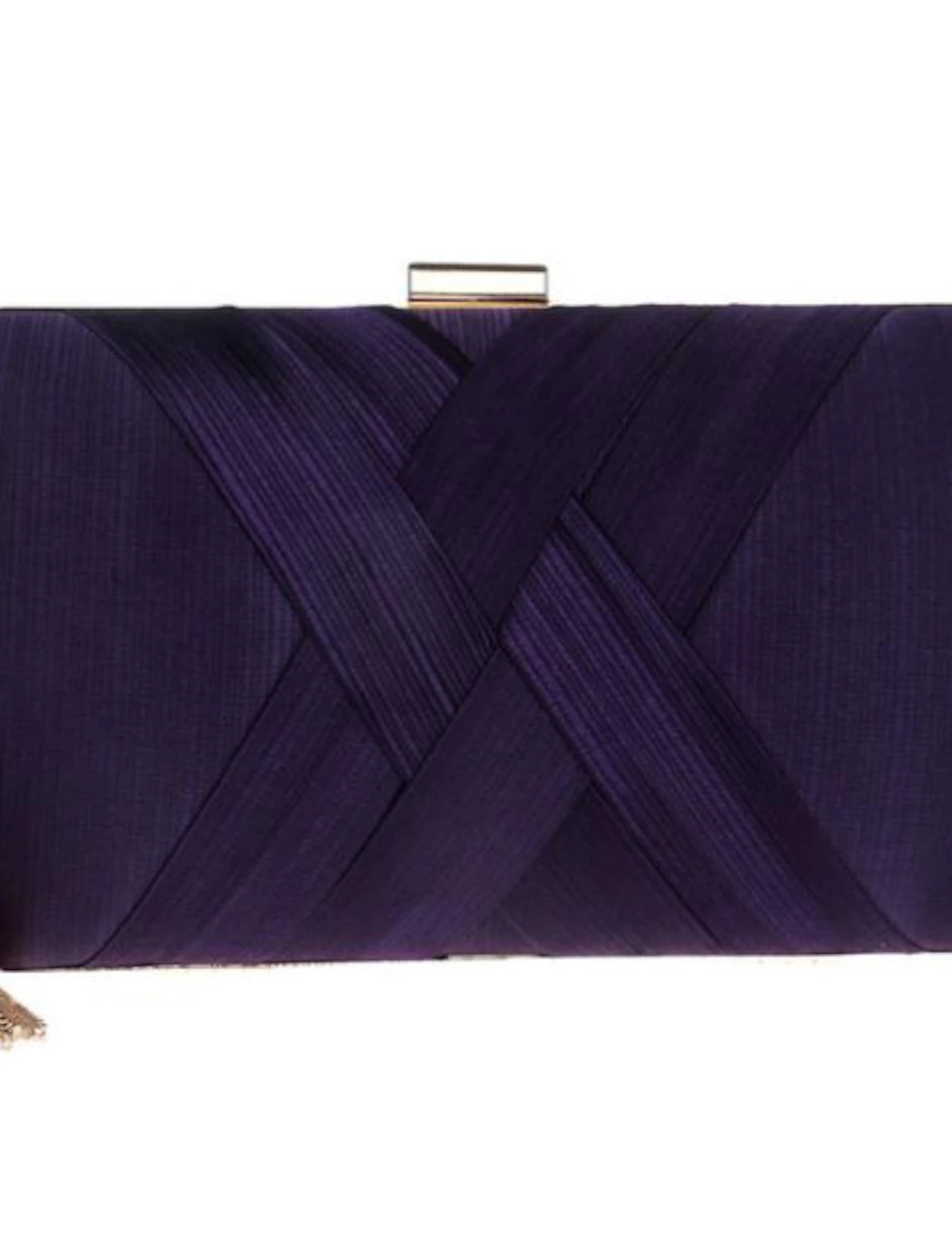 Women's PU leather evening clutch bag with a short handle and tassel.