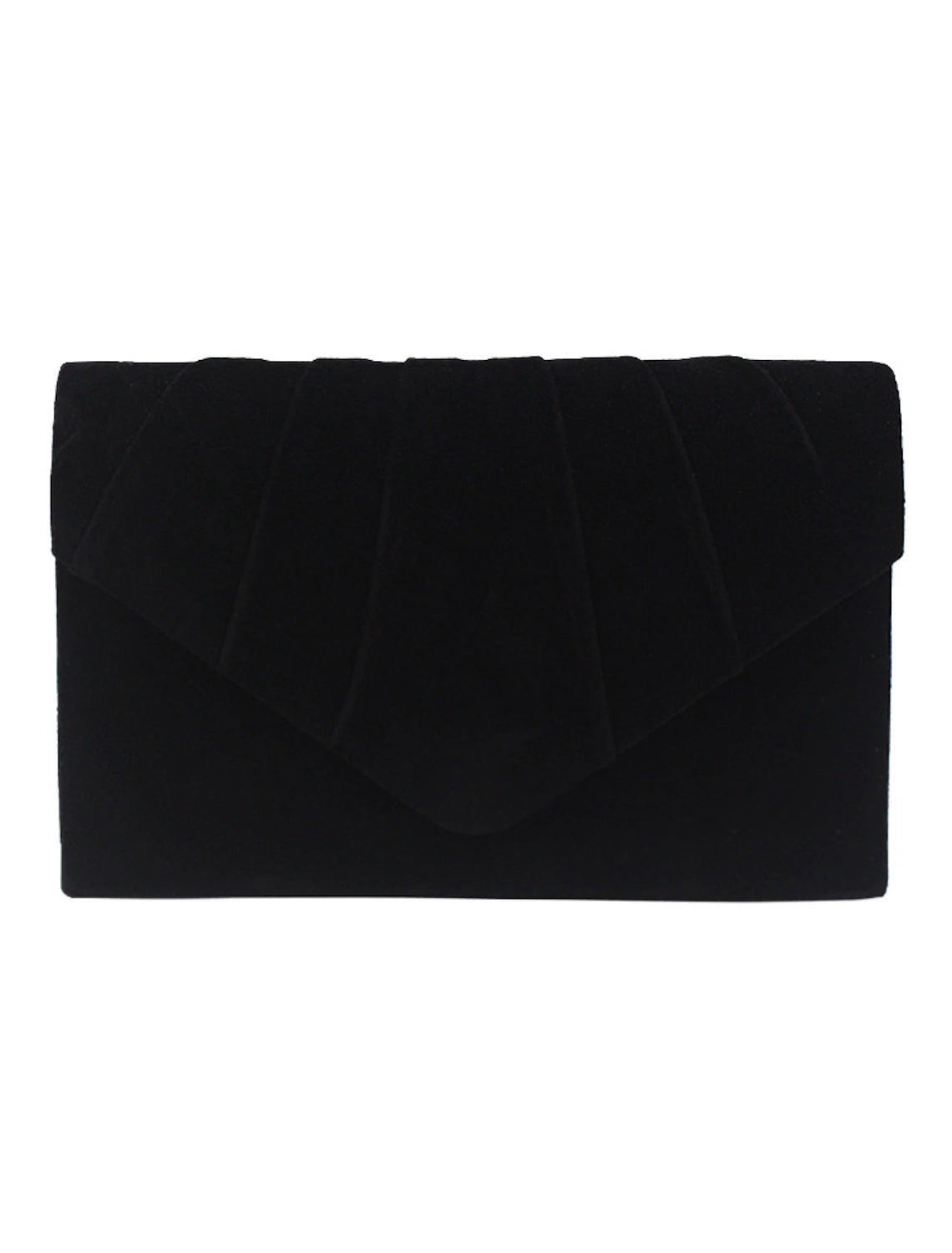 Women's clutch bag open, revealing interior space.