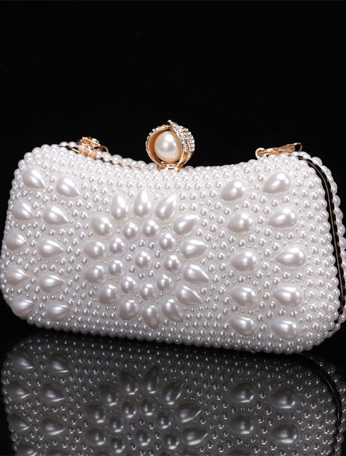Back view of the geometric leather evening clutch.