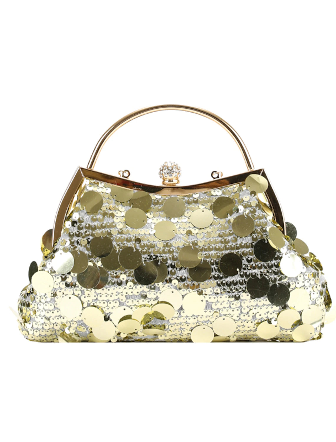 Back view of synthetic dome evening bag.