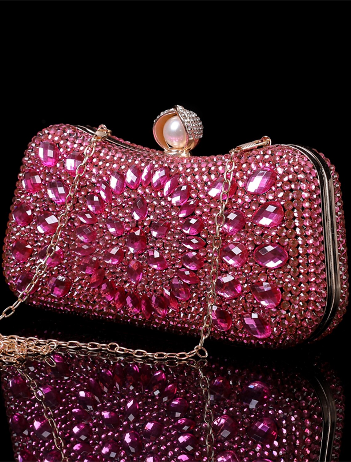 Elegant 2-piece glitter crystal clutch and purse set.