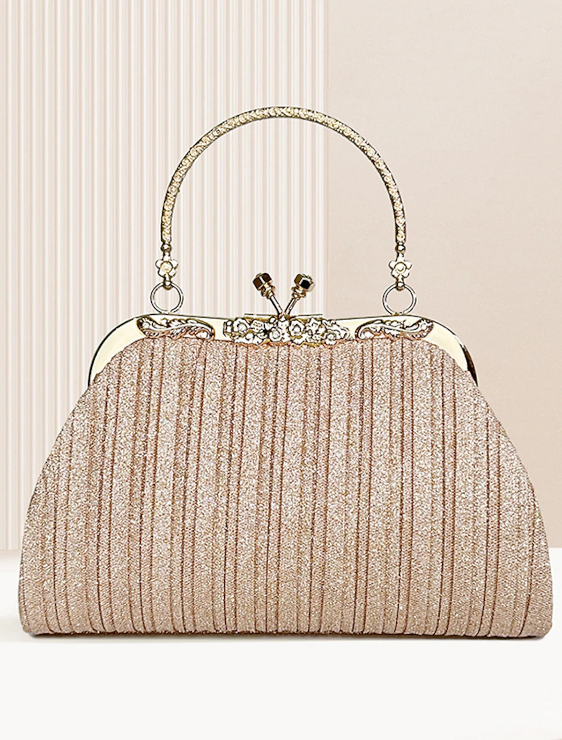 Interior view showing the spacious capacity of the evening clutch bag.
