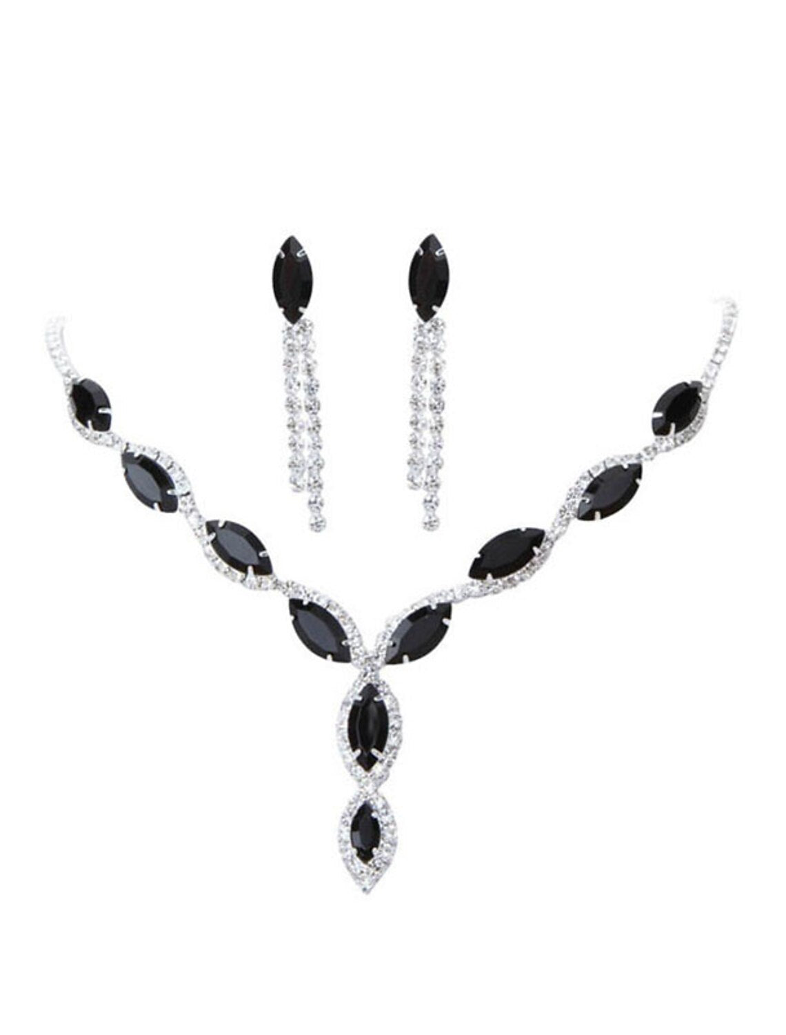 Elegant alloy jewelry set with crystal rhinestones.