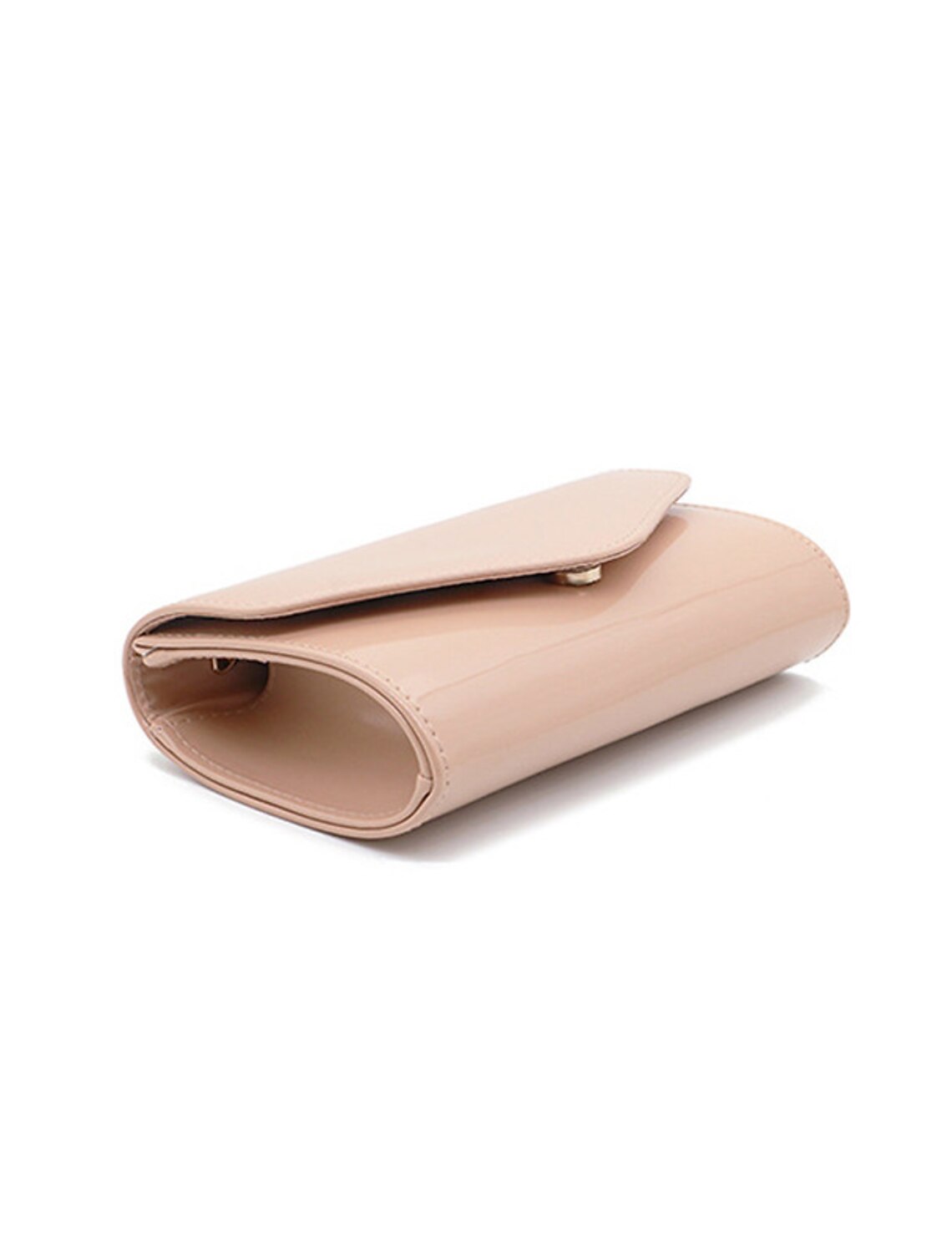 Compact black PU leather clutch bag for evening events.