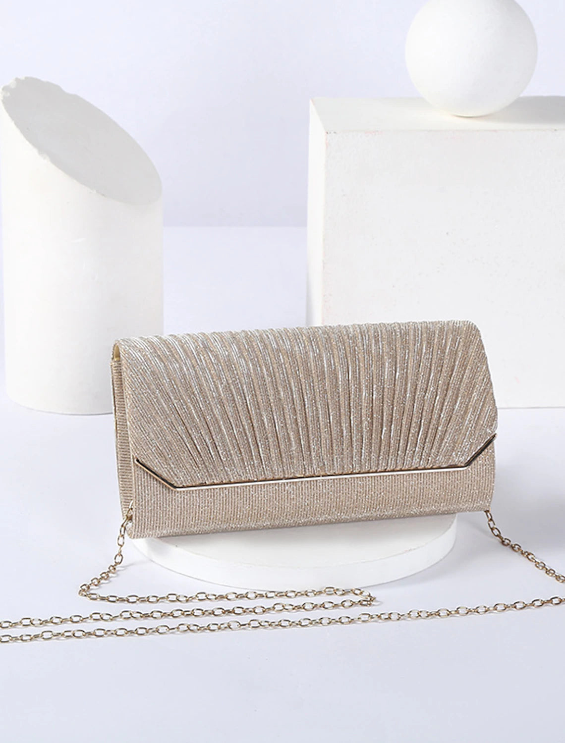 Black PU leather clutch bag, open to show the interior.