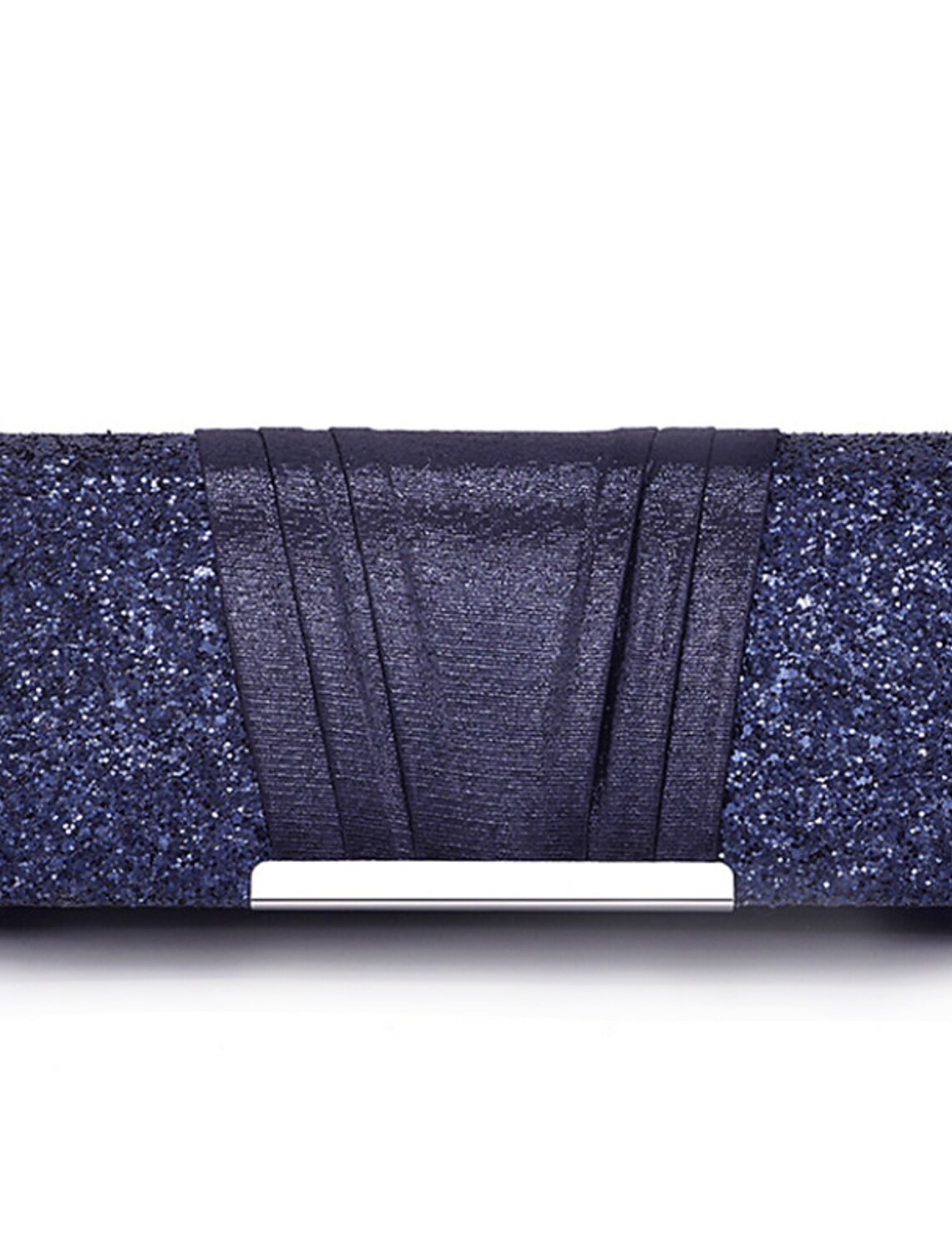 Solid color clutch bag with a detachable chain strap, perfect for evening events.