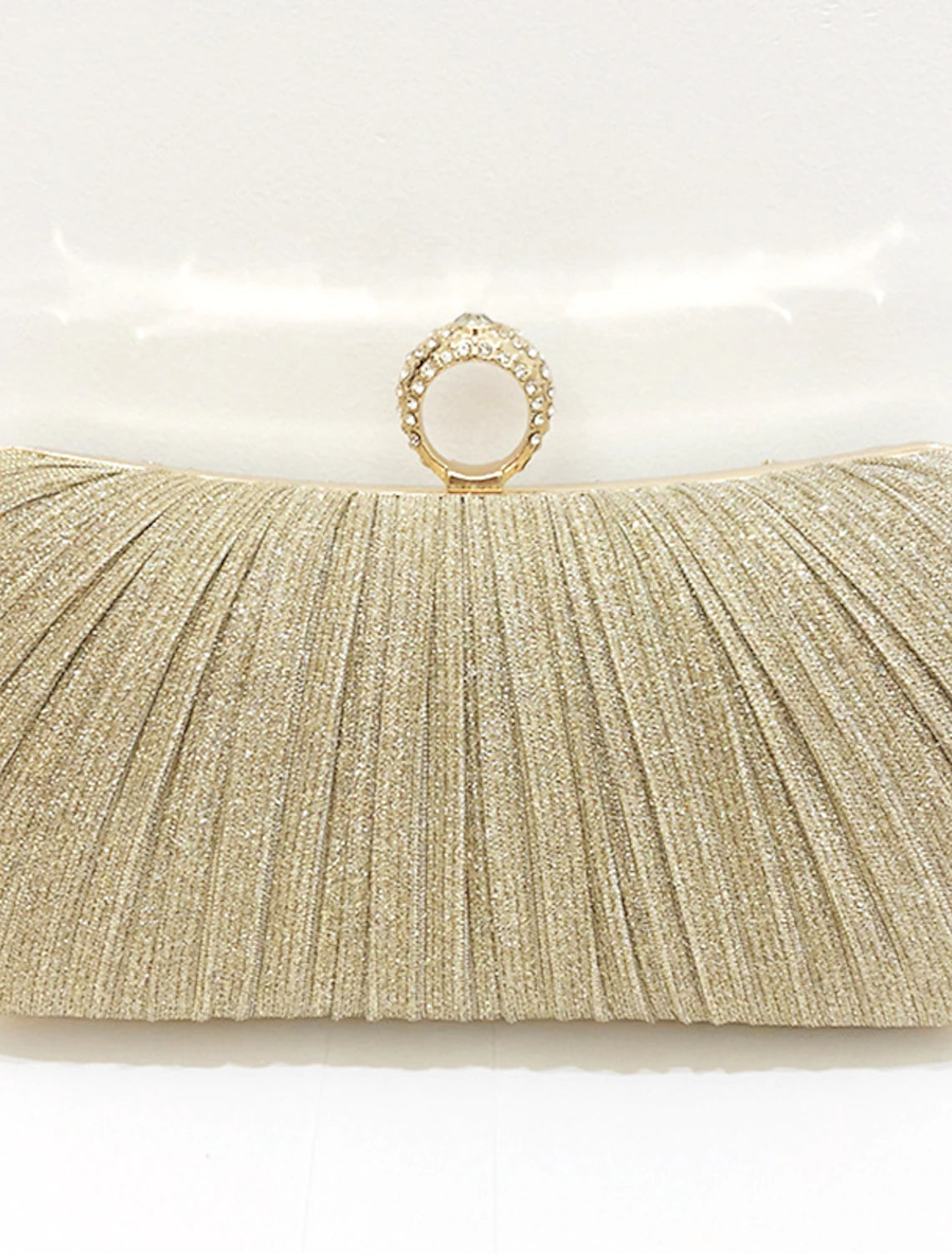 Side view of a lightweight women's clutch evening bag.