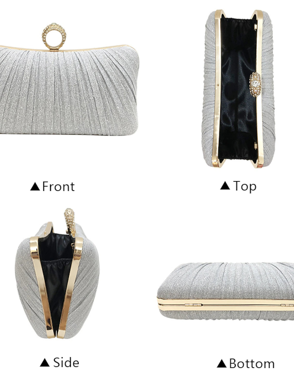Back view of a waterproof synthetic clutch evening bag.