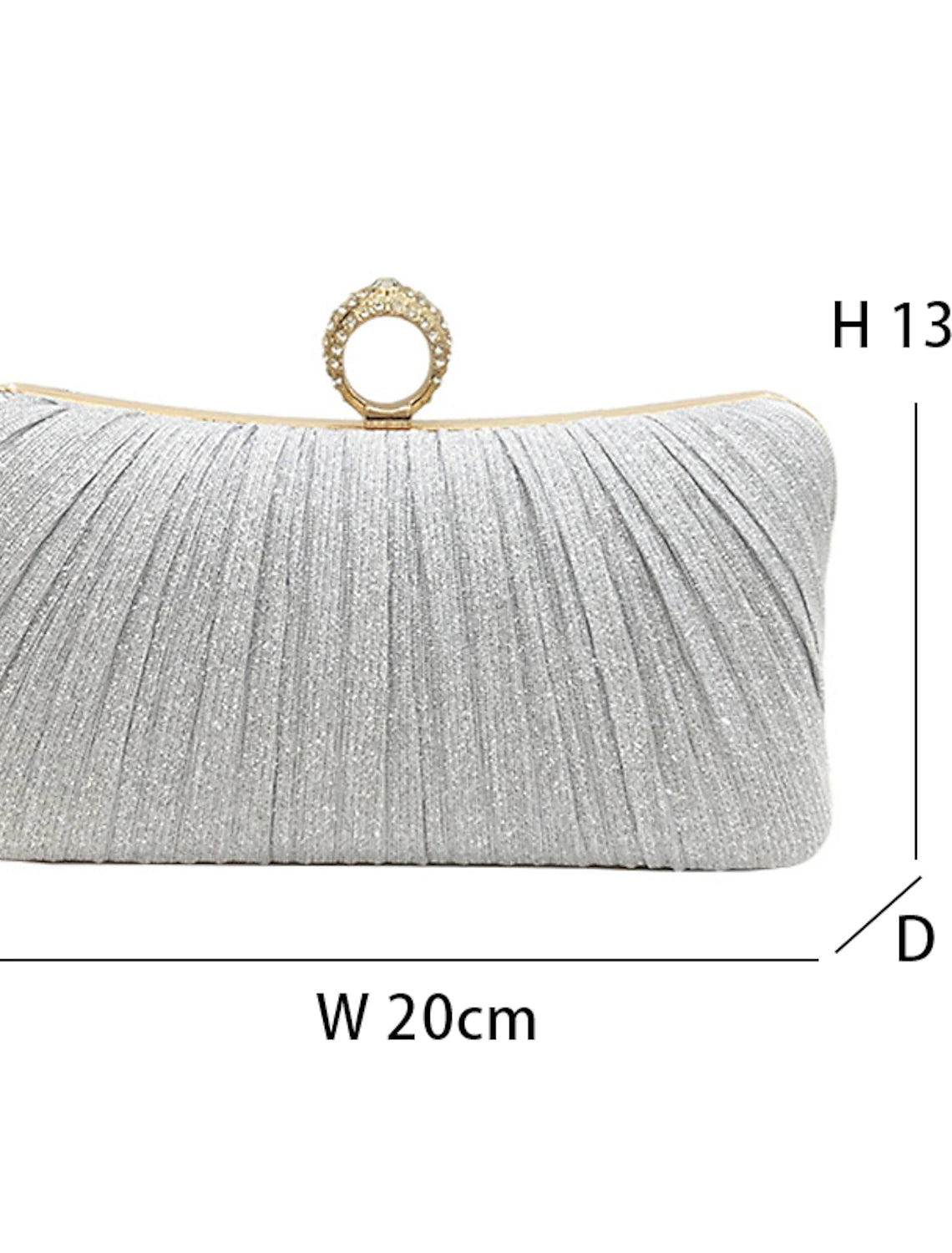 Women's clutch bag displayed open, showing interior space.