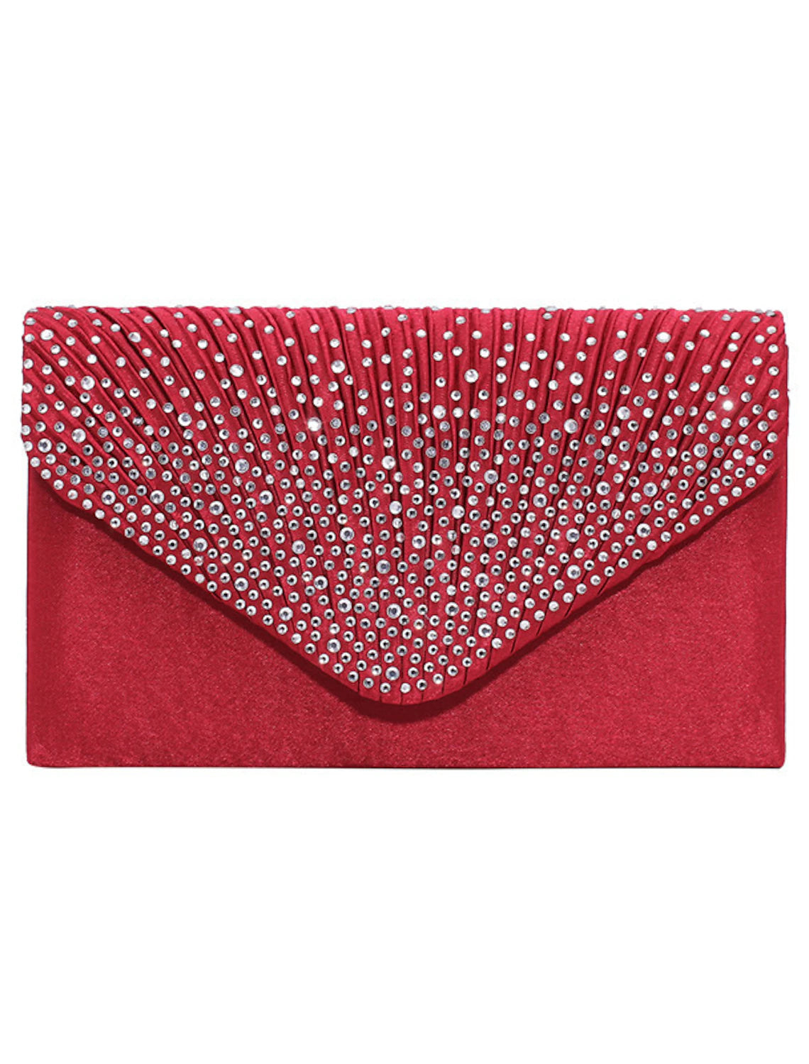 Formal evening clutch bag adorned with shimmering rhinestones.
