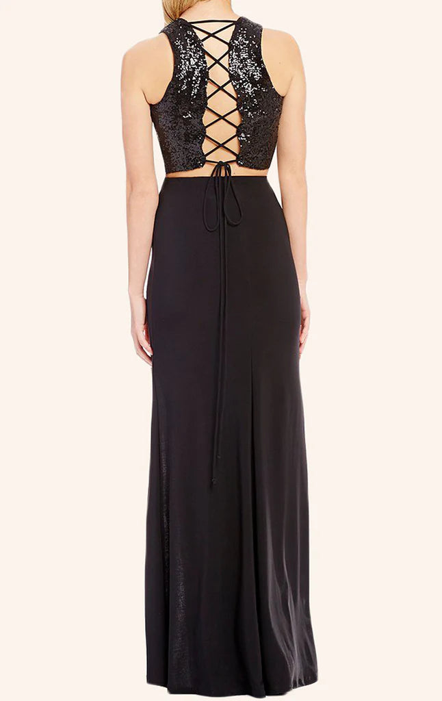 Zweiteiliges langes Ballkleid mit Pailletten
