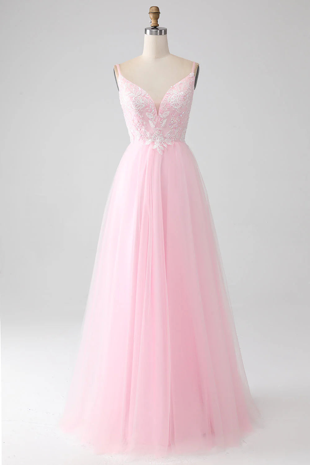 A-Line Spaghetti Straps Prom Dress with Beading