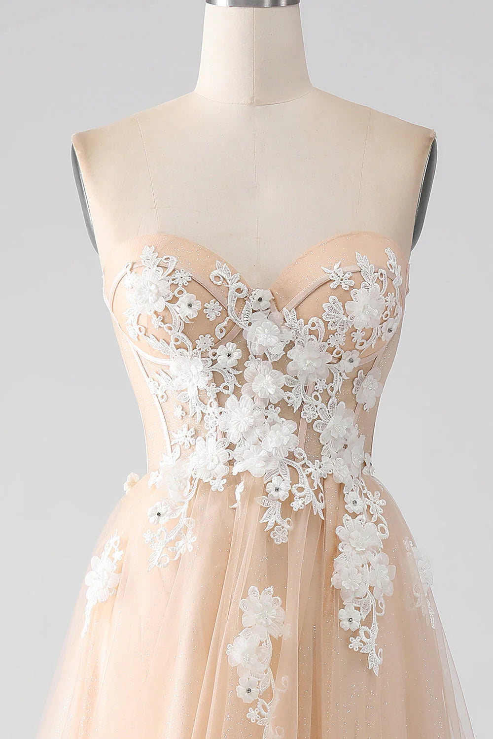 A-Line Strapless Corset Prom Dress with Appliques