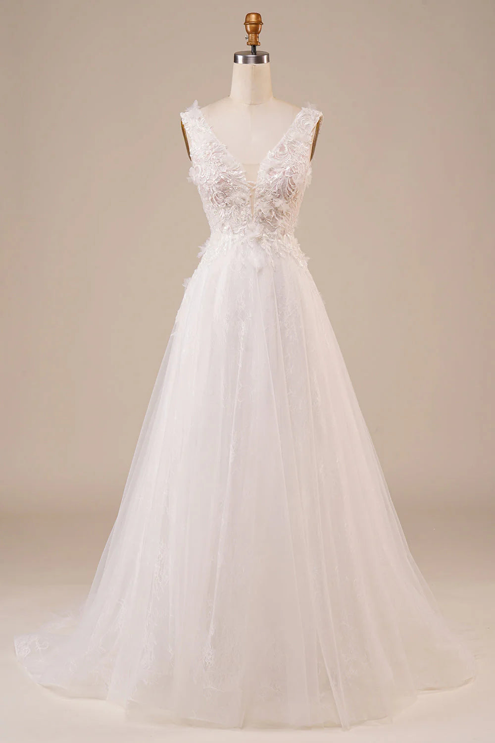 Sparkly Tulle Beaded Long Wedding Dress