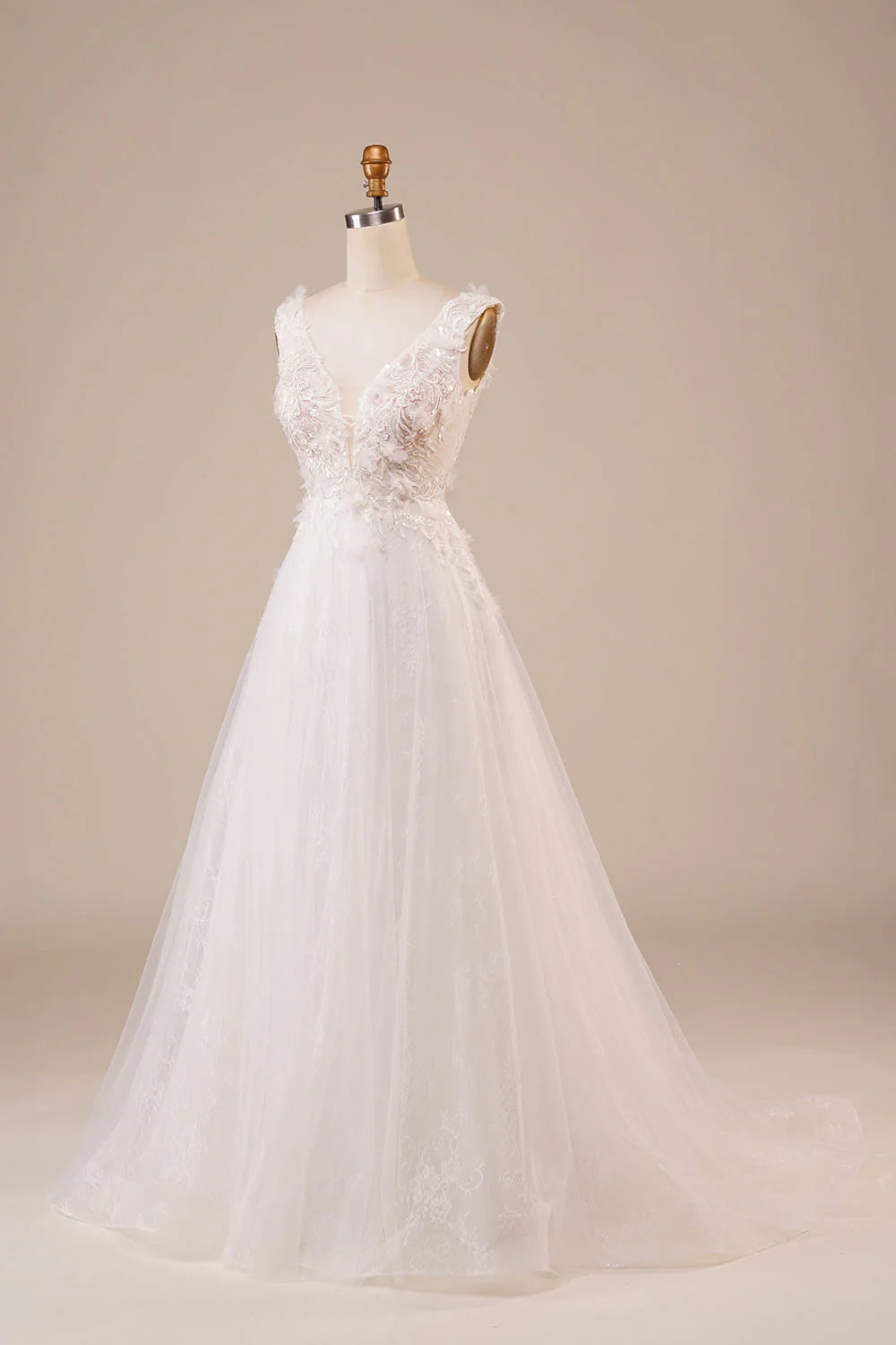 Sparkly Tulle Beaded Long Wedding Dress