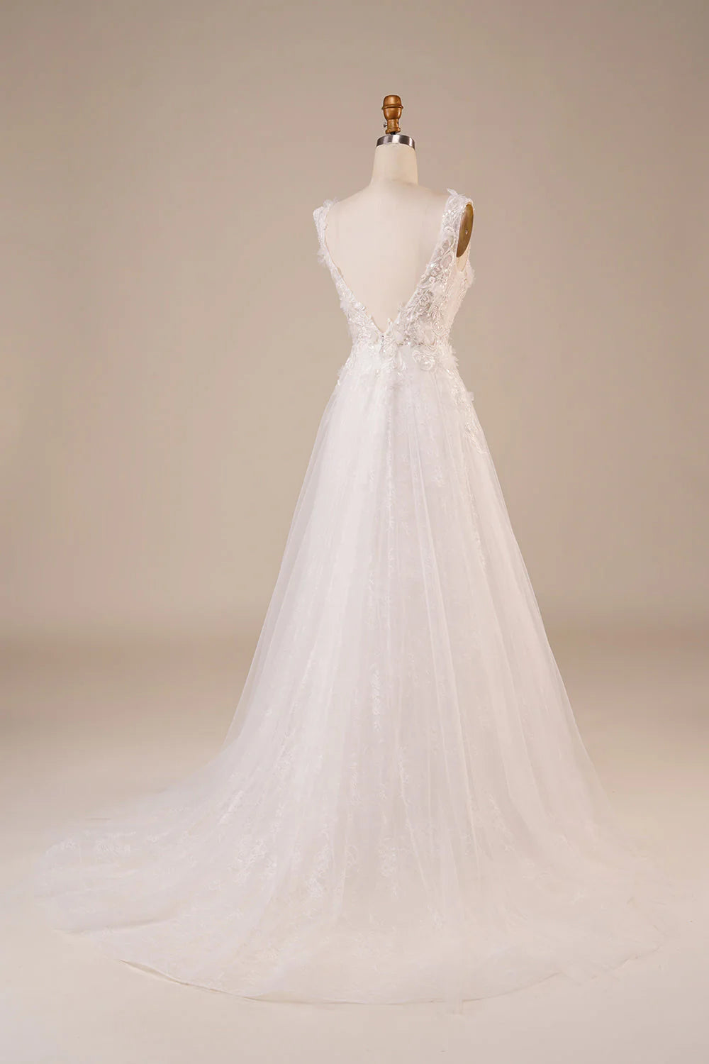Sparkly Tulle Beaded Long Wedding Dress