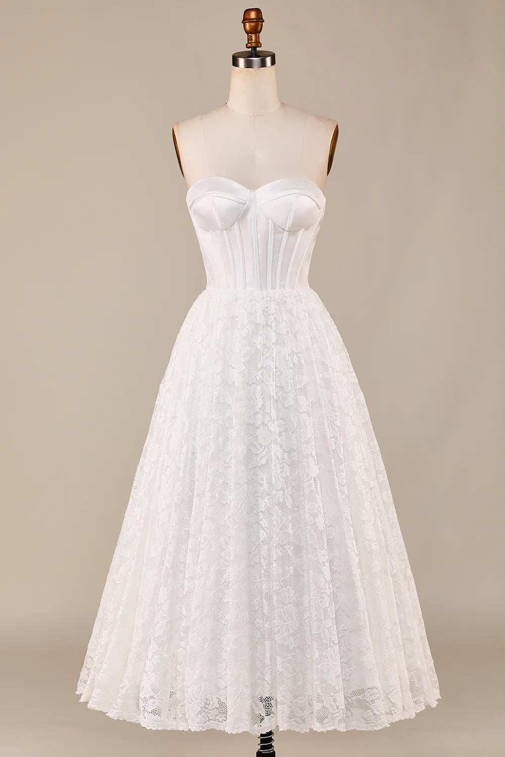 A-Line Lace Corset Wedding Dress