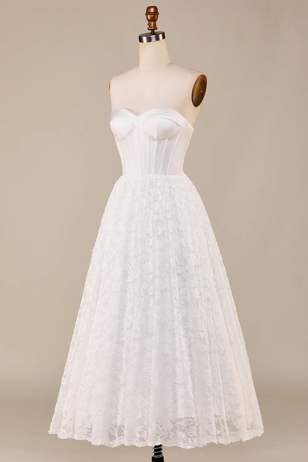 A-Line Lace Corset Wedding Dress