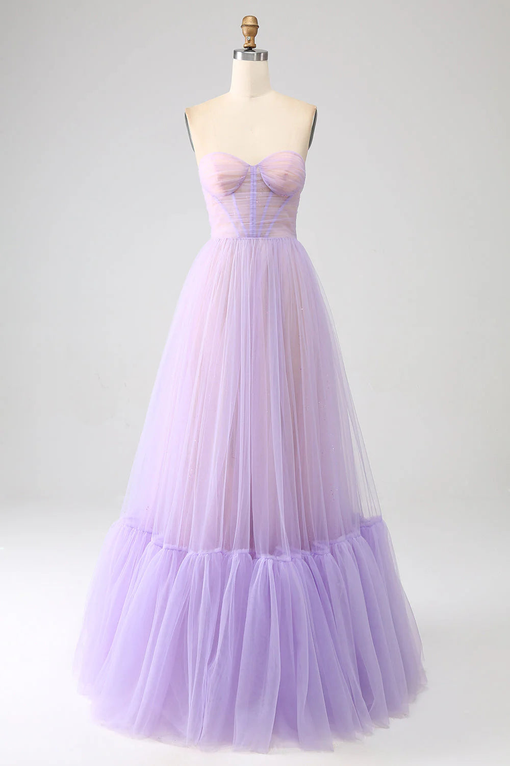 Princess Corset Floor Length Splicing Tulle Prom Dress
