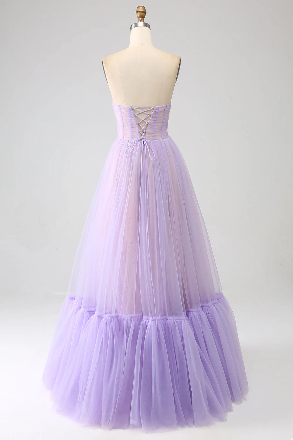 Princess Corset Floor Length Splicing Tulle Prom Dress