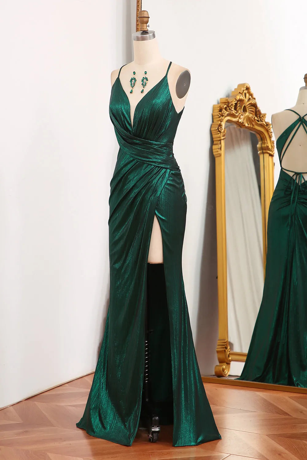 Mermaid Spaghetti Straps Keyhole Long Prom Dress With Slit