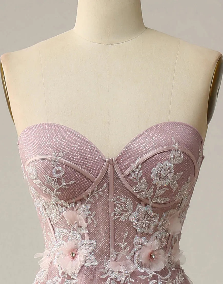 A-Line Sweetheart Neckline Long Appliques Prom Dress