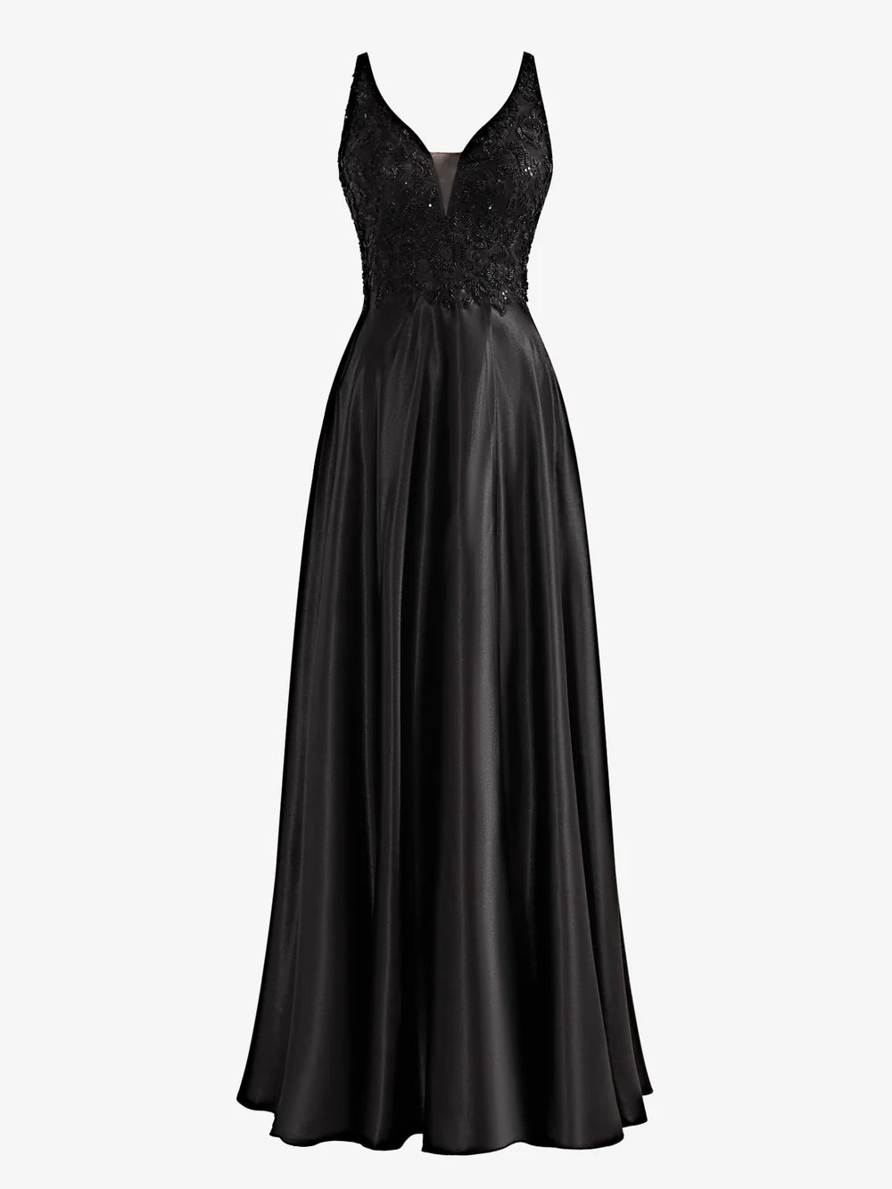 A-Line V-Neck Satin Prom Dress
