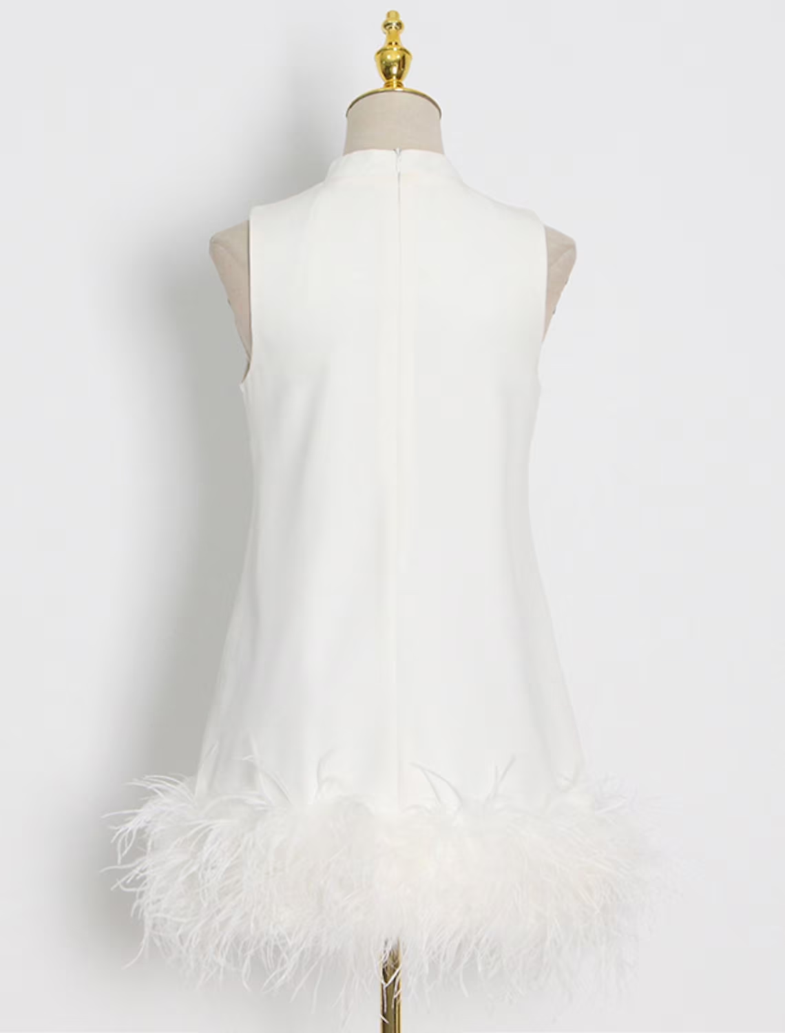 Sheath / Column Party Dresses Little White Dresses Dress Homecoming Short / Mini Sleeveless High Neck Nylon with Feather