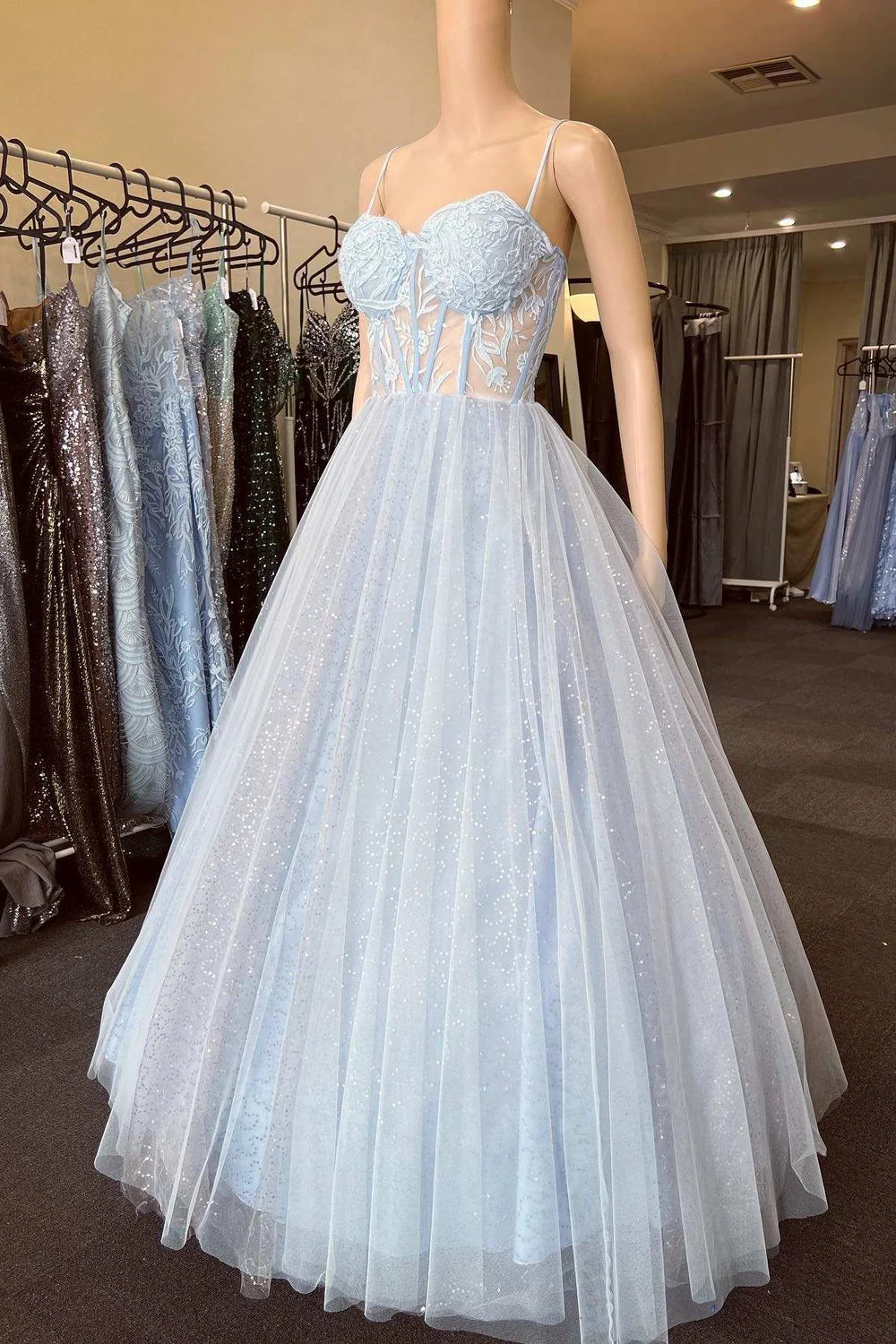 A-Line Lace Sweetheart Prom Dress