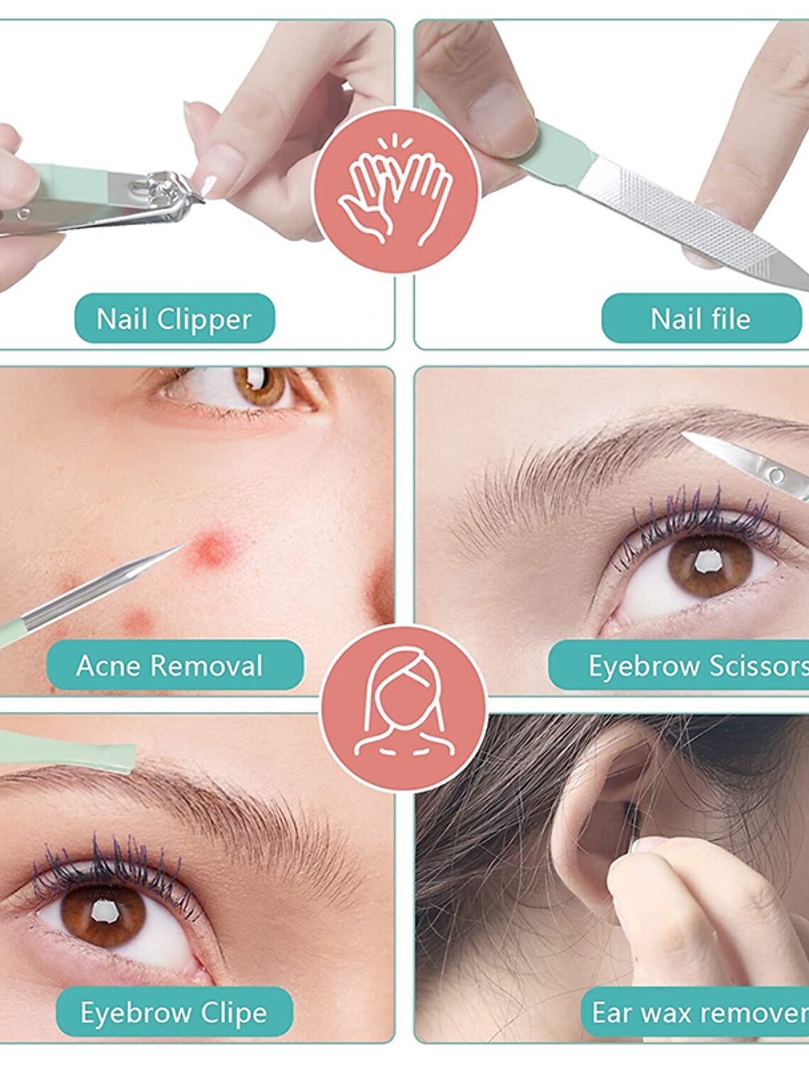 Maniküre-Set, Nagelknipser, Pediküre-Set, 22-teilig, Edelstahl, professionelles Maniküre-Set, Pflege-Sets, Nagelpflege-Werkzeuge mit luxuriöser Reise-Ledertasche, Geschenkbox, Blau/Grün