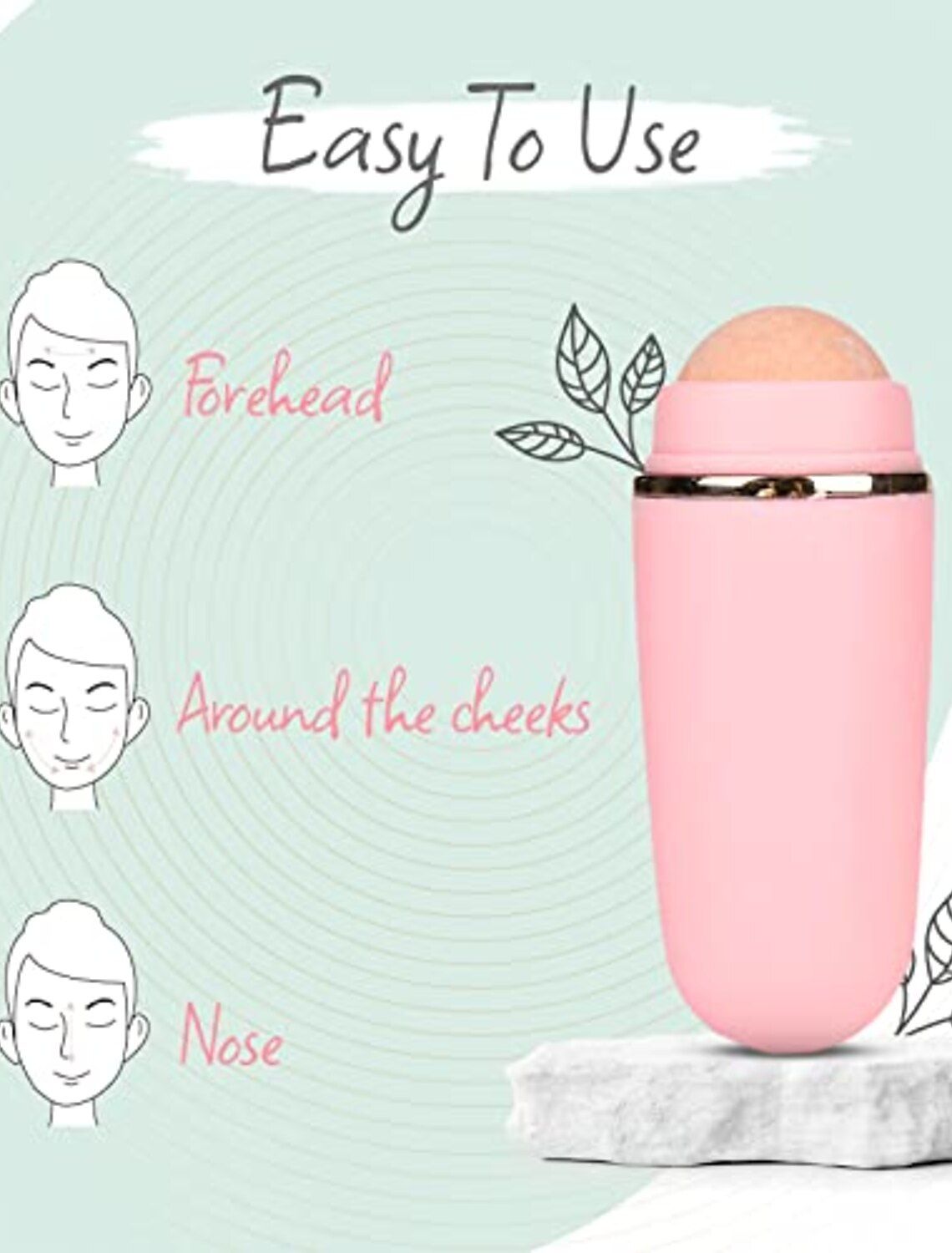 Hautbelebender Roller mit Rosenquarz für die ganztägige Gesichtsbelebung und -aufhellung. Kompakt und wiederverwendbar. Sanft zur Haut. 1 Stück.